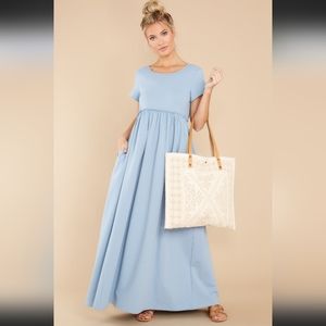 Well Wishes Light Blue Maxi Dress - L